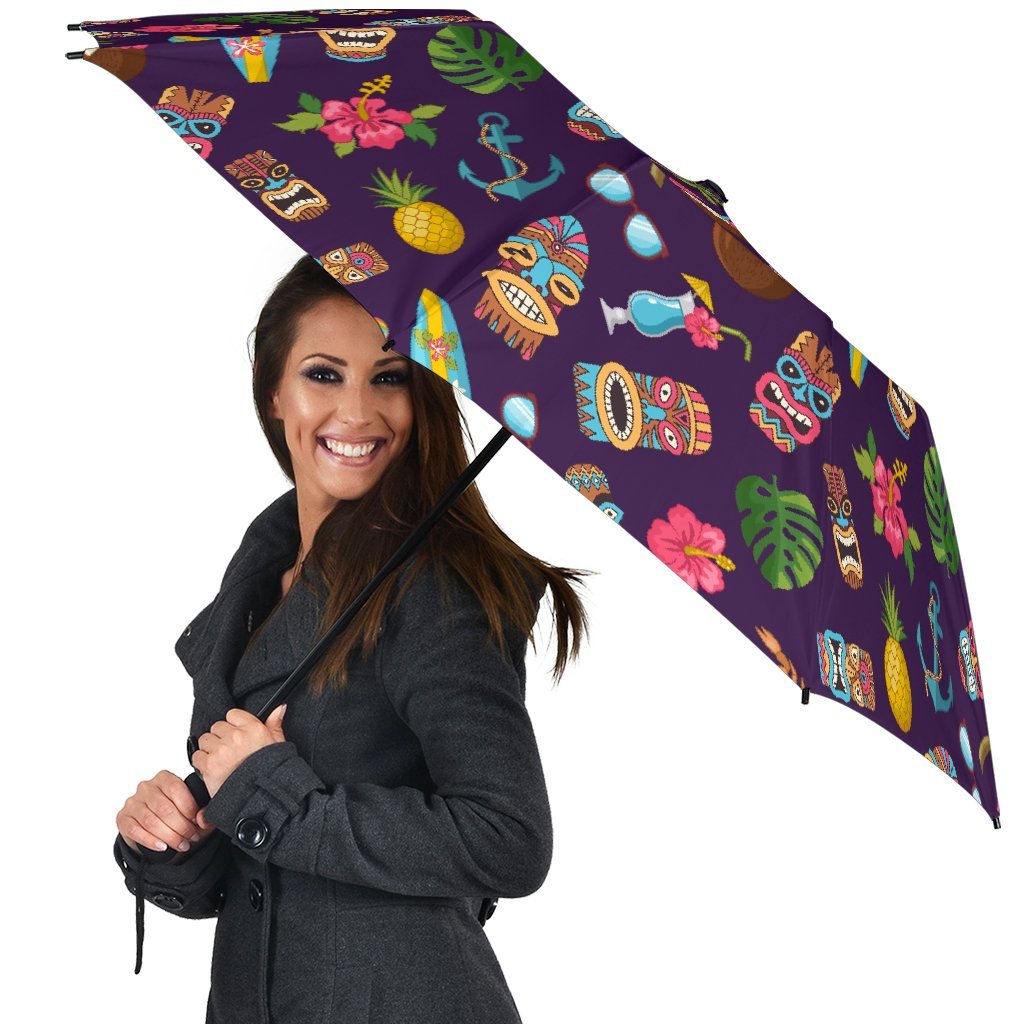 Totem Pattern Print Automatic Foldable Umbrella-grizzshop