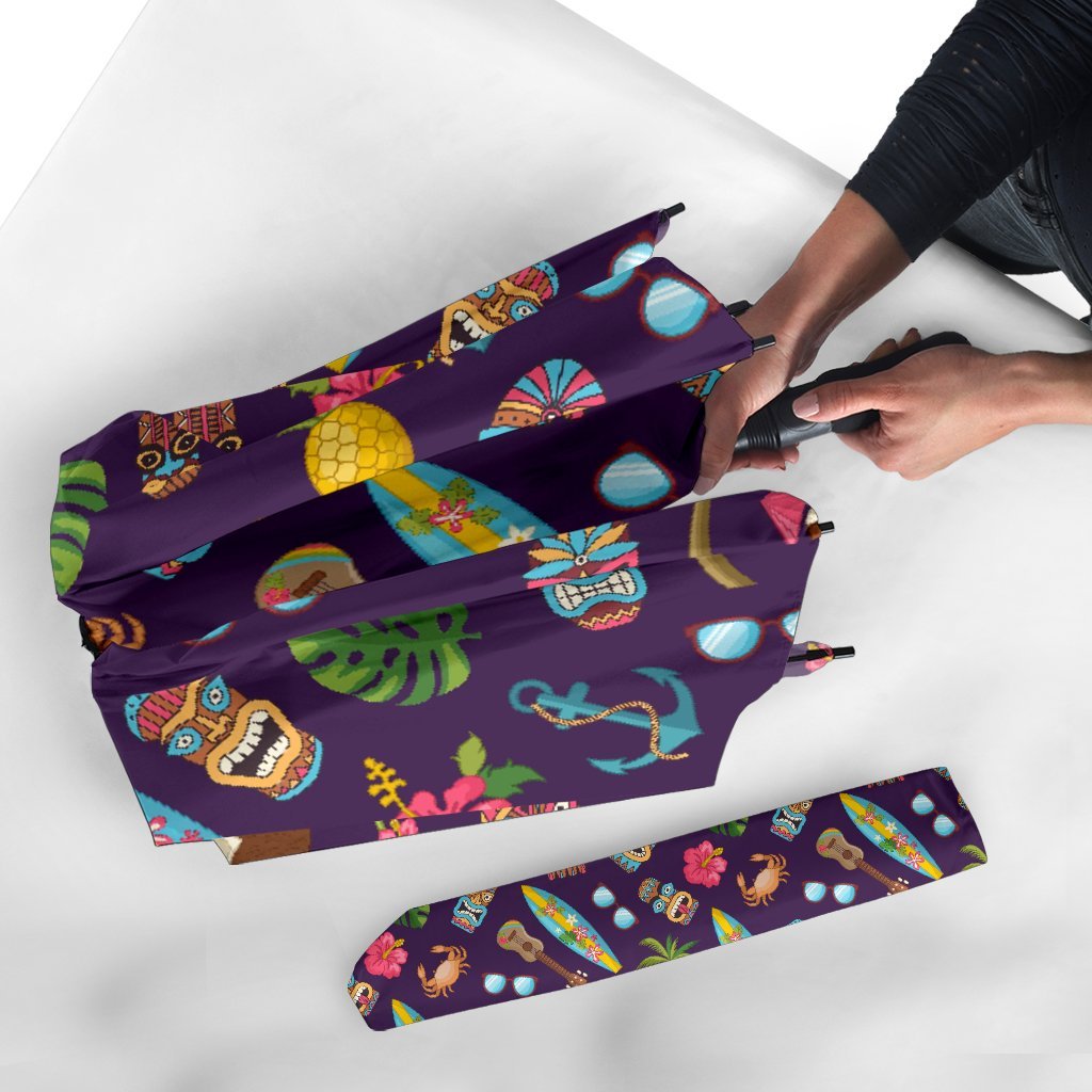 Totem Pattern Print Automatic Foldable Umbrella-grizzshop