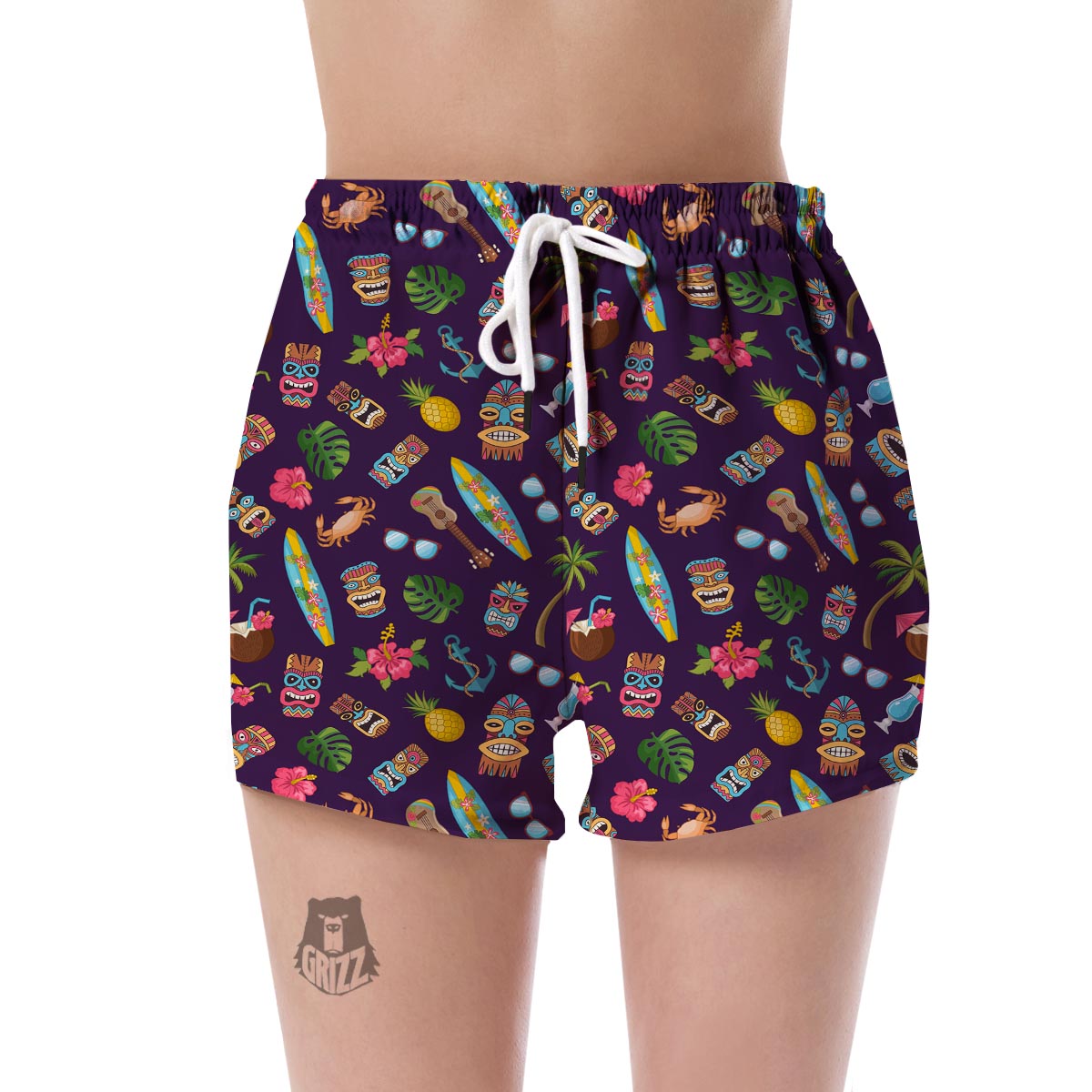 Totem Pattern Print Women's Shorts-grizzshop