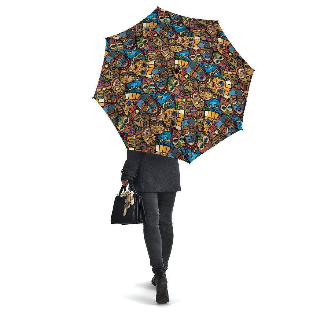 Totem Print Pattern Automatic Foldable Umbrella-grizzshop