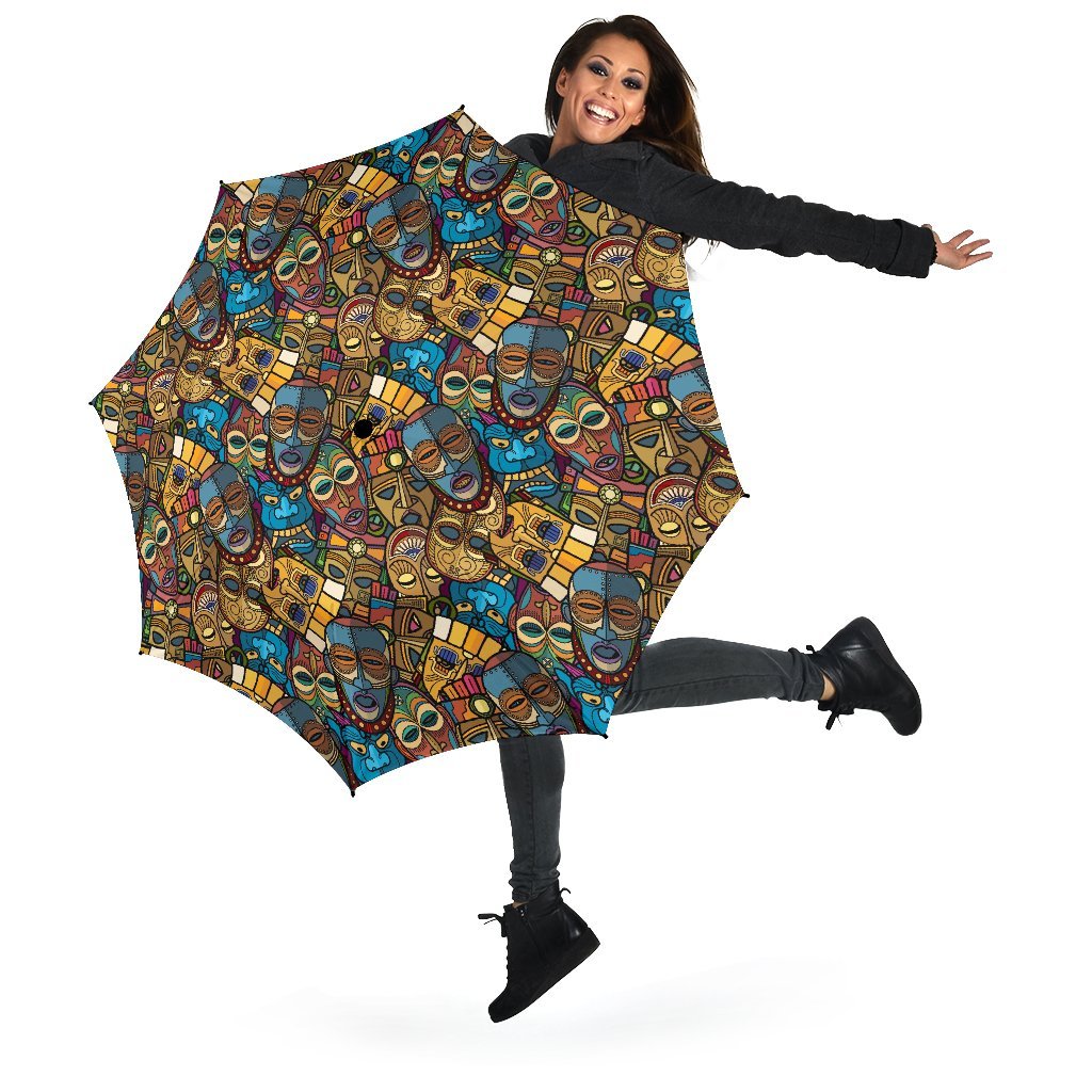 Totem Print Pattern Automatic Foldable Umbrella-grizzshop