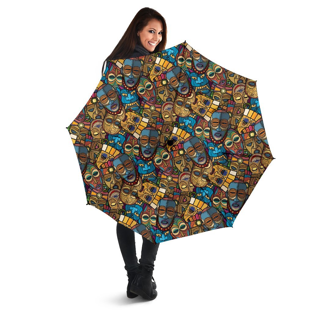 Totem Print Pattern Automatic Foldable Umbrella-grizzshop