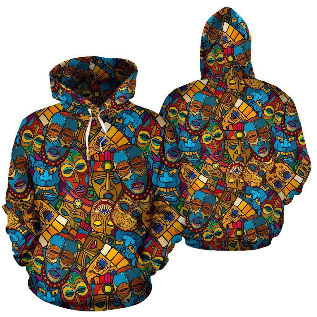 Totem Print Pattern Men Women Pullover Hoodie-grizzshop
