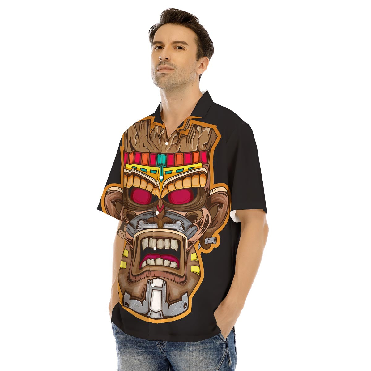 Totem Tiki Print Men's Hawaiian Shirt-grizzshop