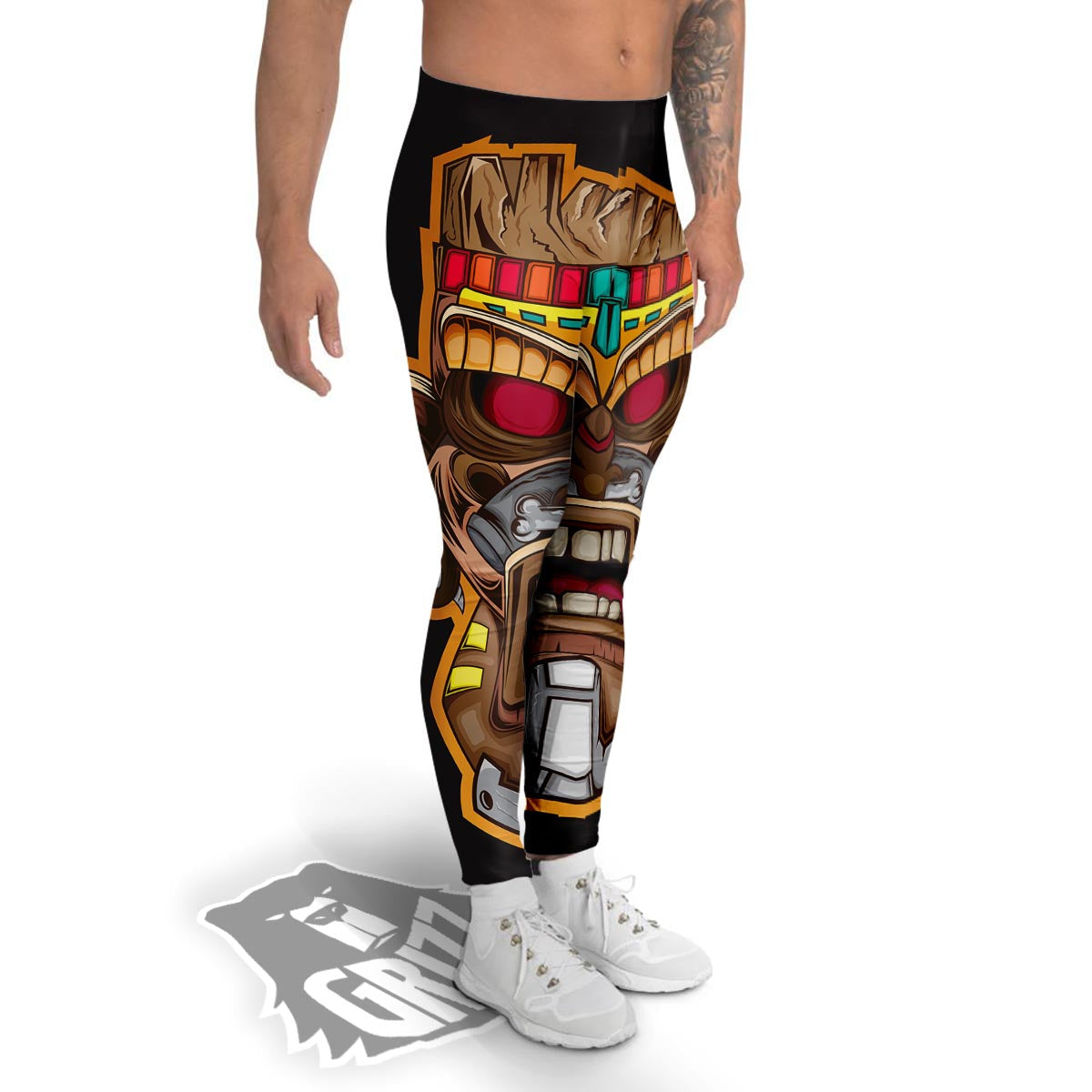Totem Tiki Print Men's Leggings-grizzshop