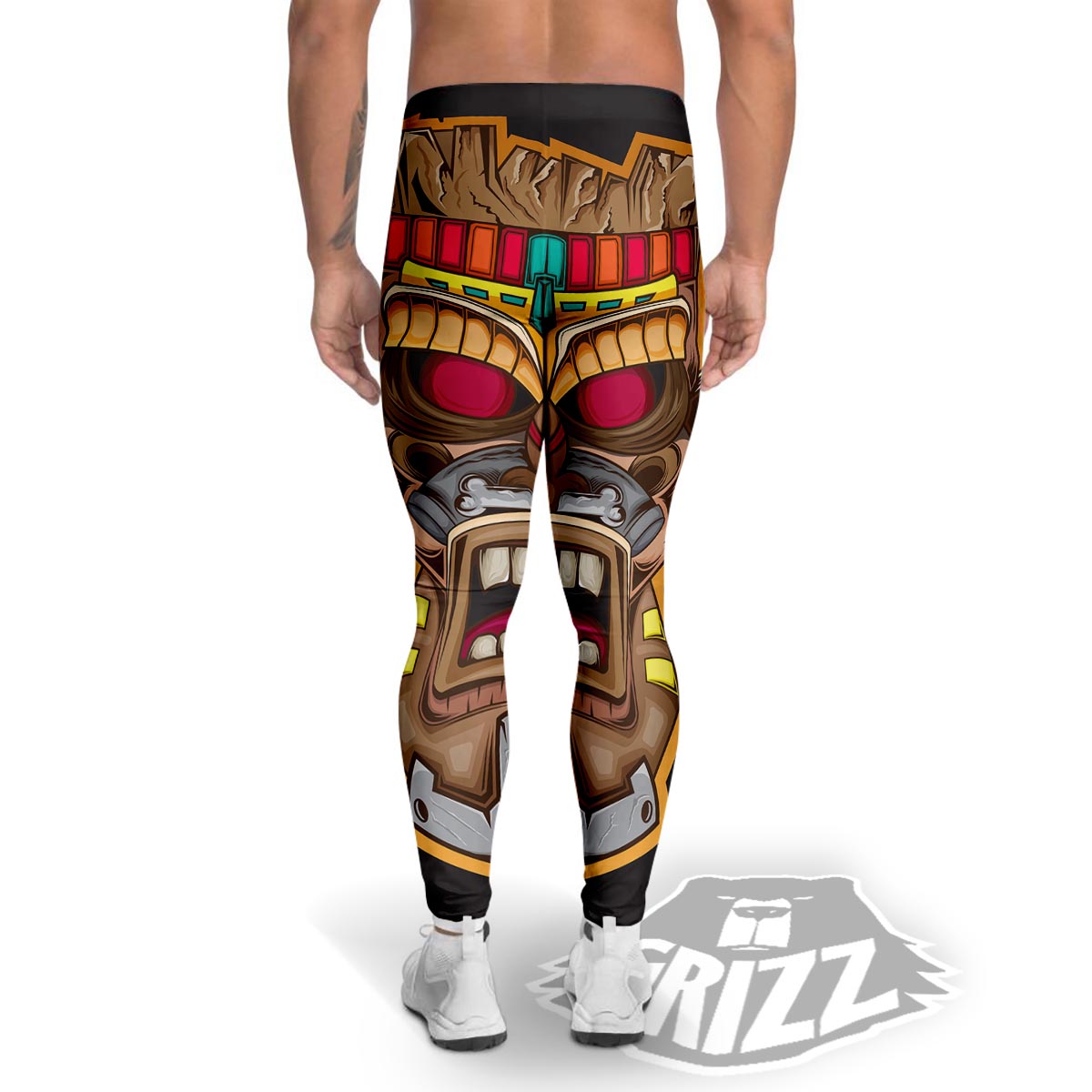 Totem Tiki Print Men's Leggings-grizzshop