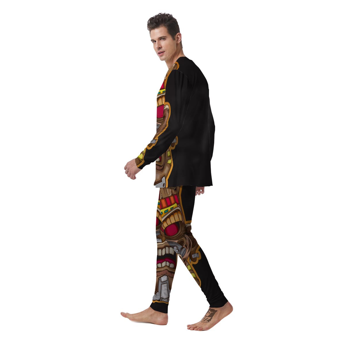 Totem Tiki Print Men's Pajamas-grizzshop