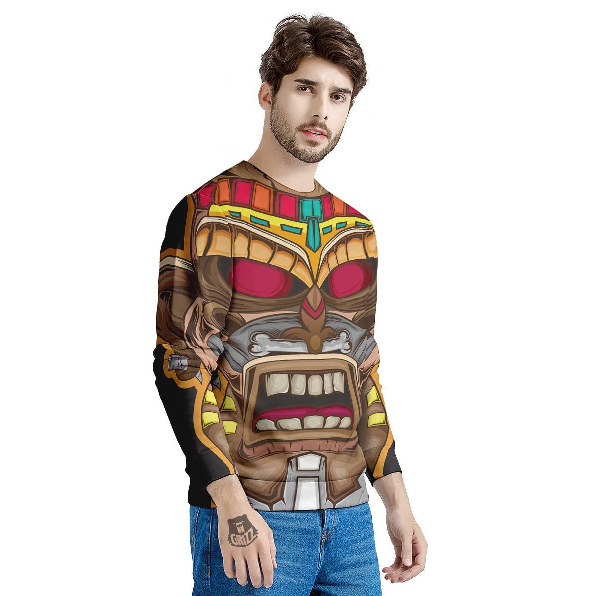 Totem Tiki Print Men's Sweatshirt-grizzshop