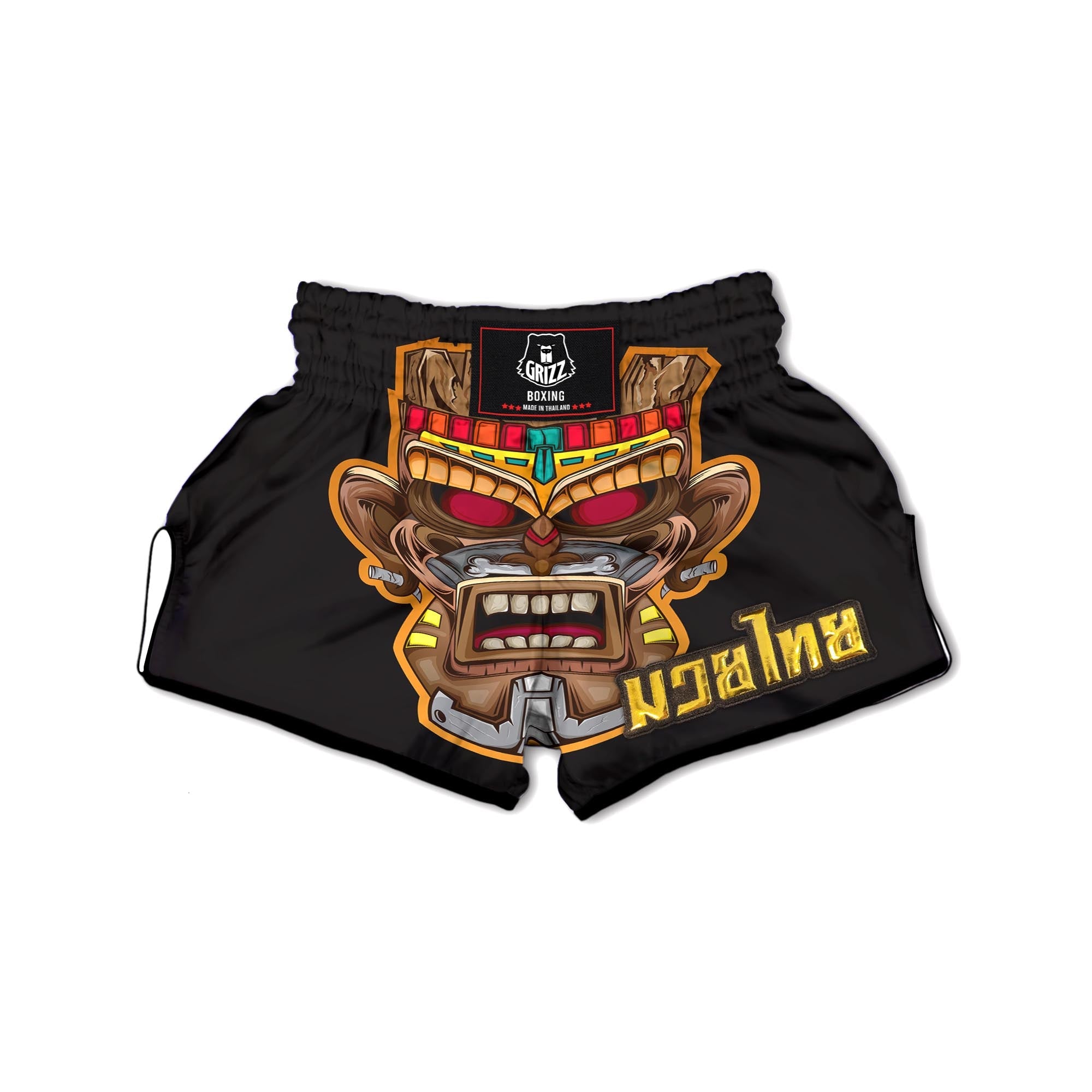 Totem Tiki Print Muay Thai Boxing Shorts-grizzshop