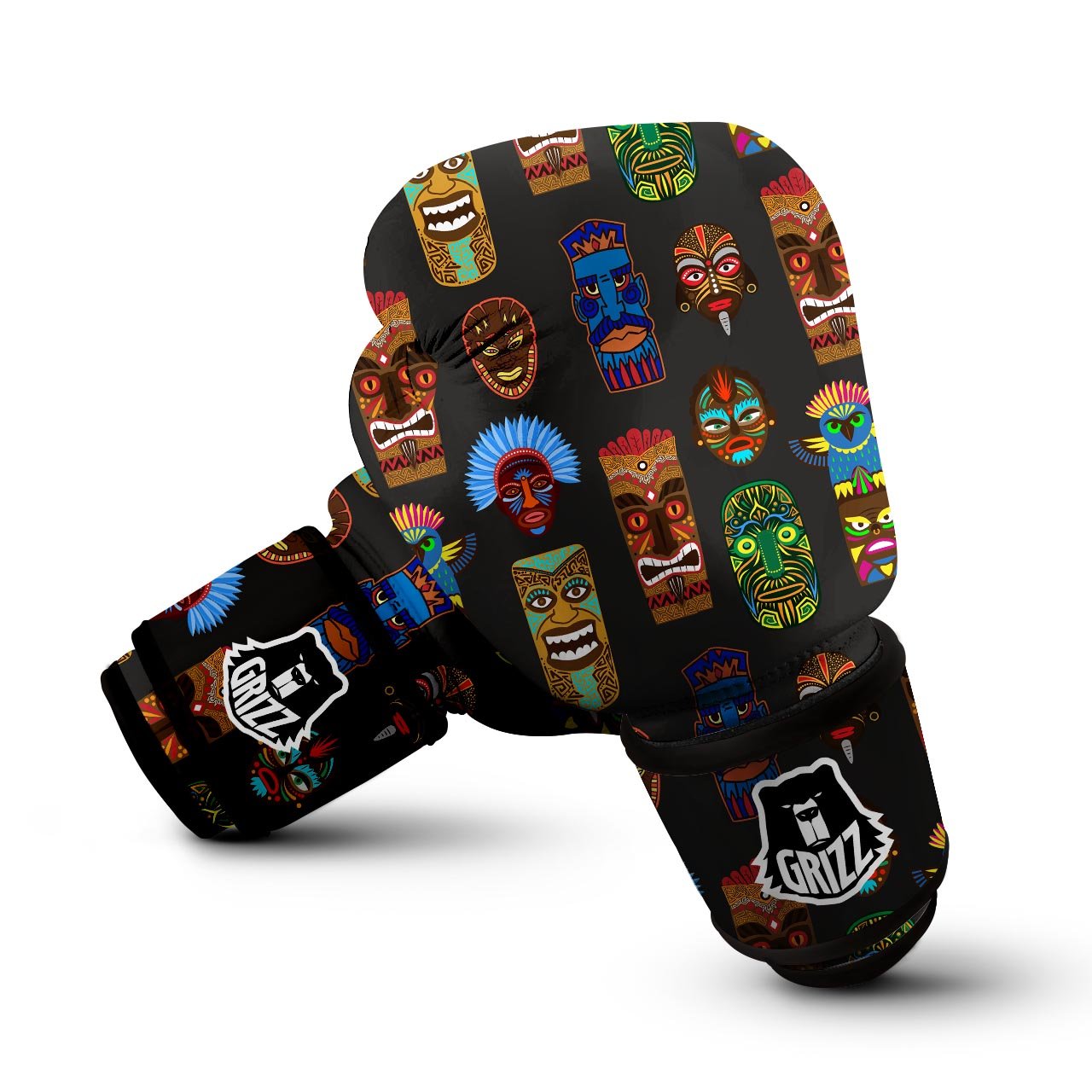 Totem Tiki Print Pattern Boxing Gloves-grizzshop