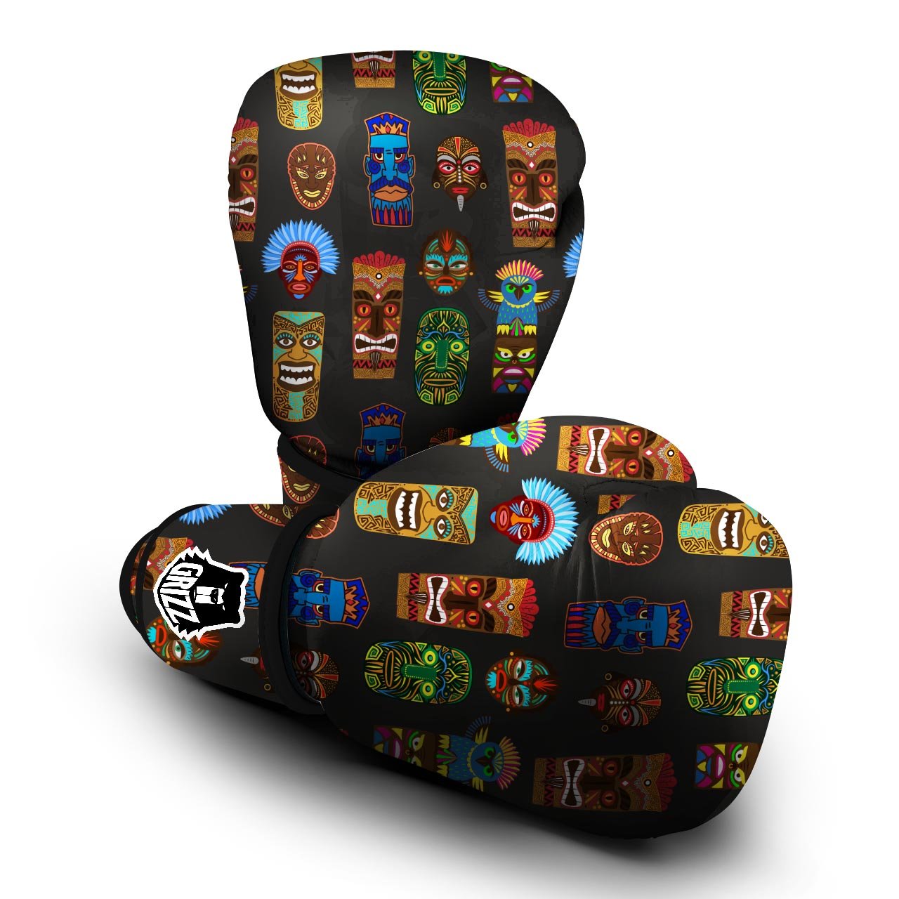 Totem Tiki Print Pattern Boxing Gloves-grizzshop