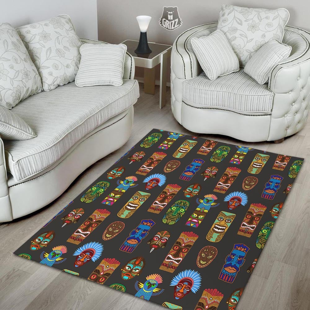 Totem Tiki Print Pattern Floor Mat-grizzshop