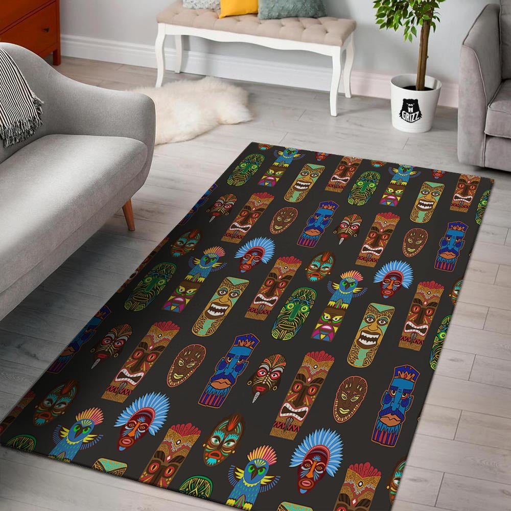 Totem Tiki Print Pattern Floor Mat-grizzshop