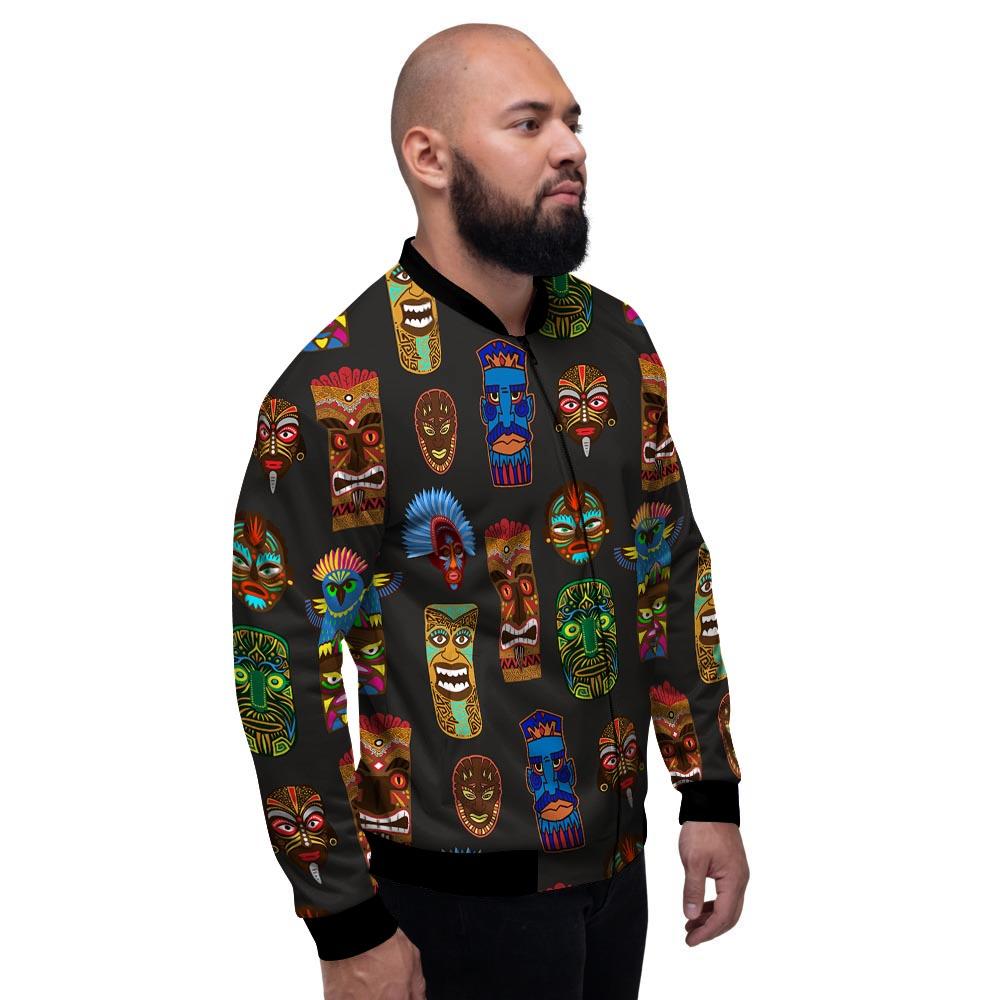 Totem Tiki Print Pattern Men's Bomber Jacket-grizzshop