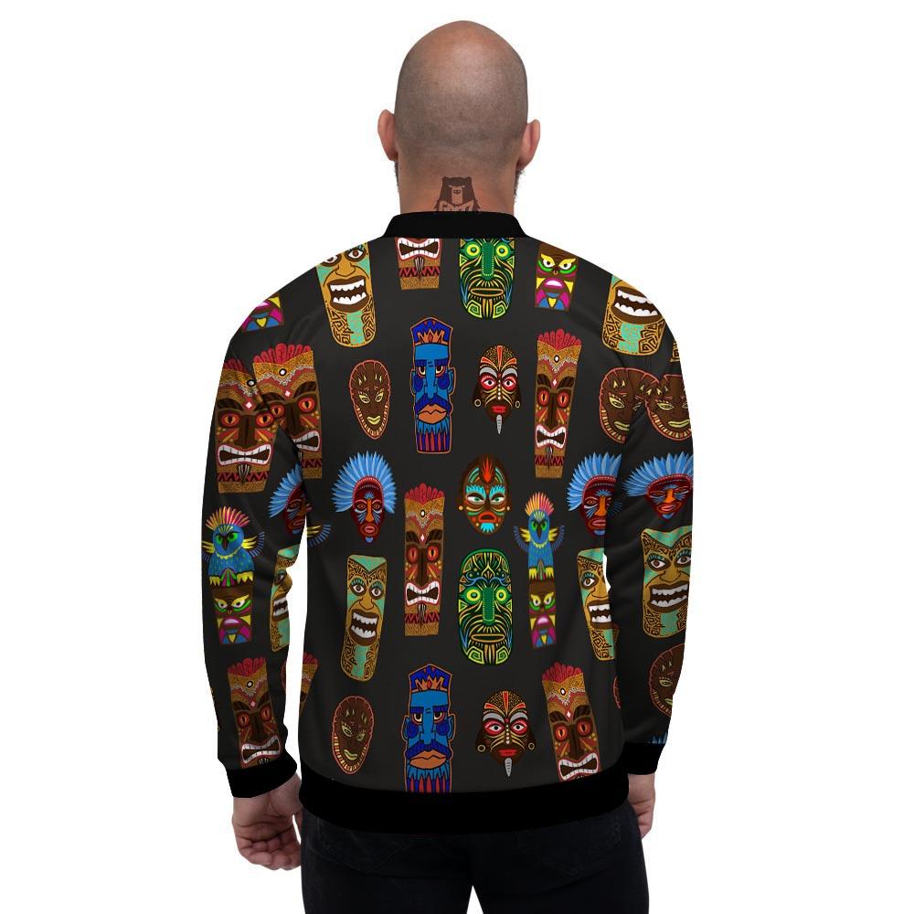 Totem Tiki Print Pattern Men's Bomber Jacket-grizzshop