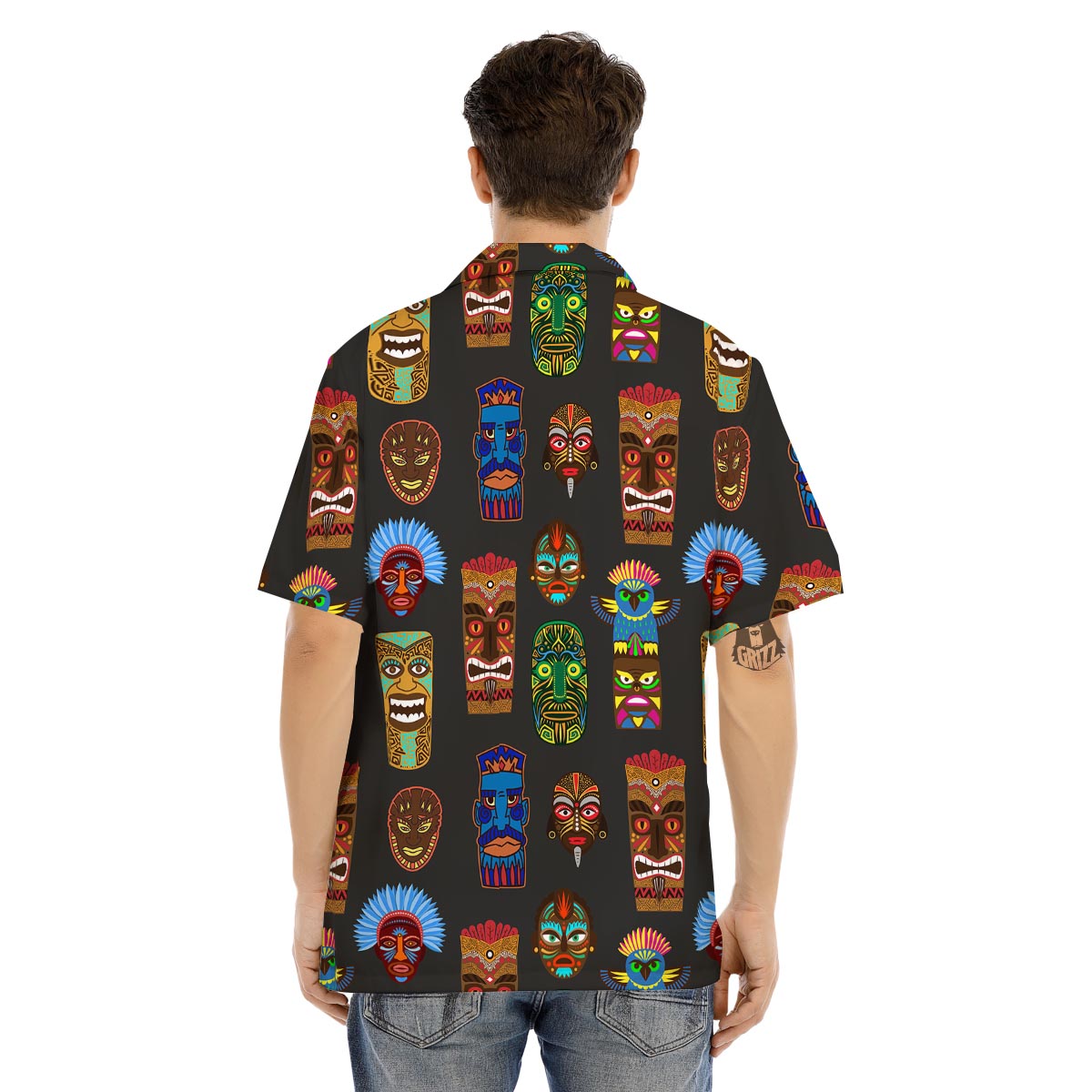 Totem Tiki Print Pattern Men's Hawaiian Shirt-grizzshop