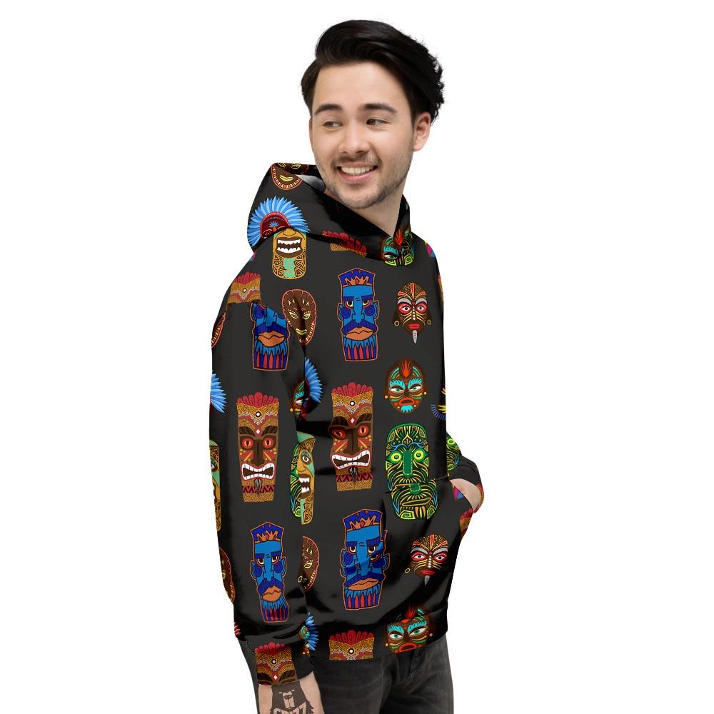 Totem Tiki Print Pattern Men's Hoodie-grizzshop
