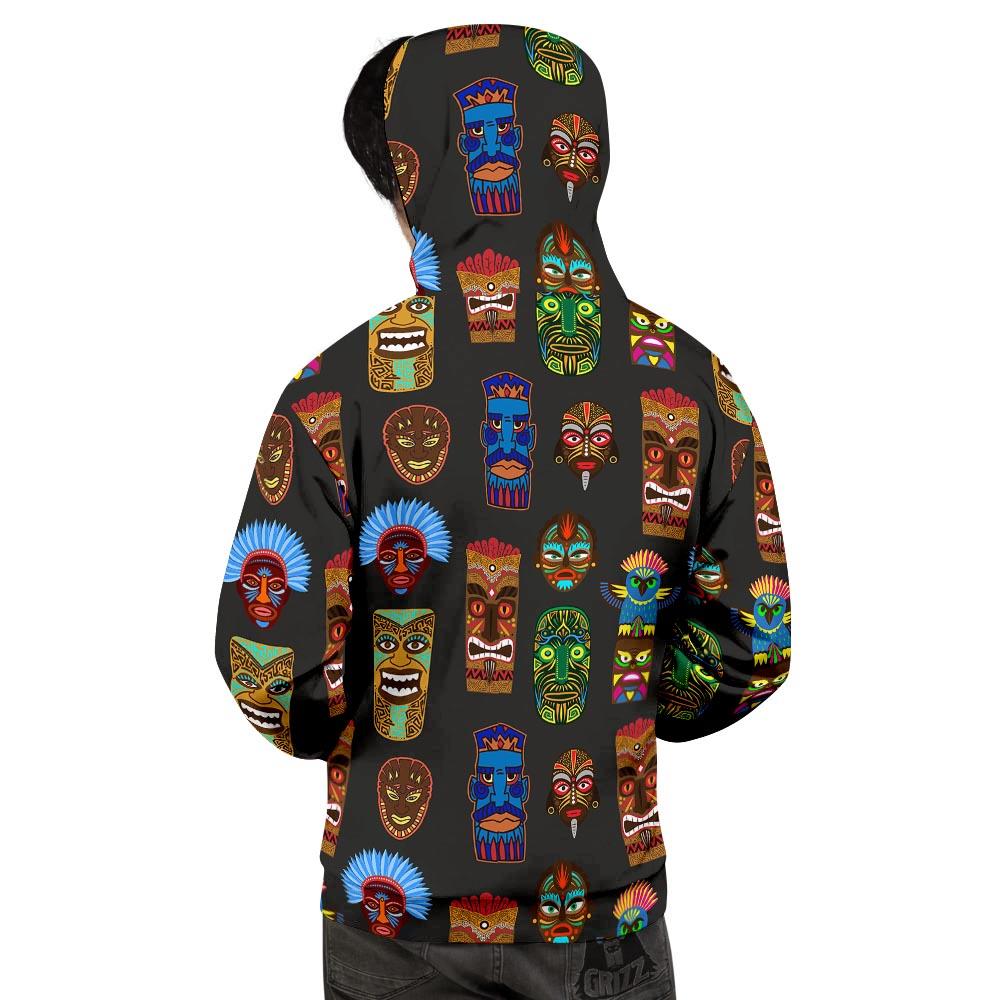 Totem Tiki Print Pattern Men's Hoodie-grizzshop