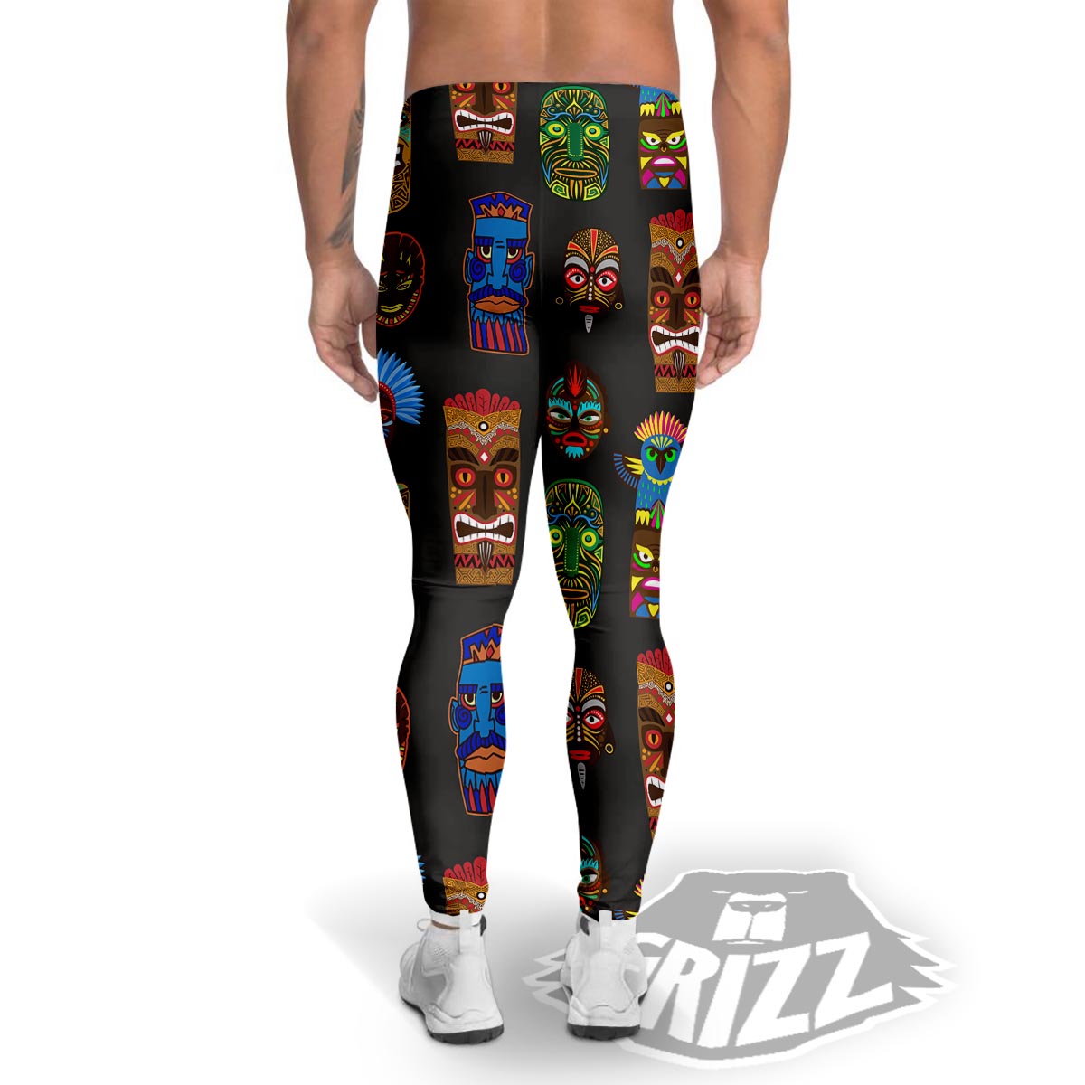 Totem Tiki Print Pattern Men's Leggings-grizzshop