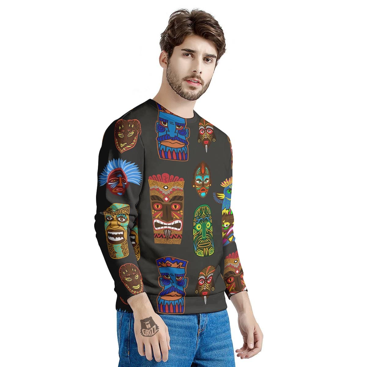 Totem Tiki Print Pattern Men's Sweatshirt-grizzshop