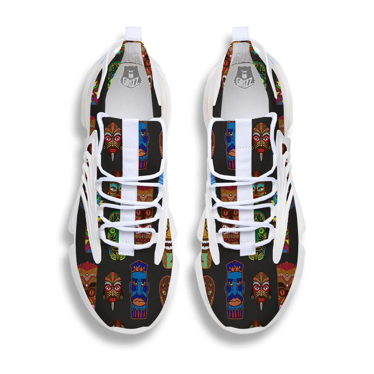 Totem Tiki Print Pattern White Gym Shoes-grizzshop
