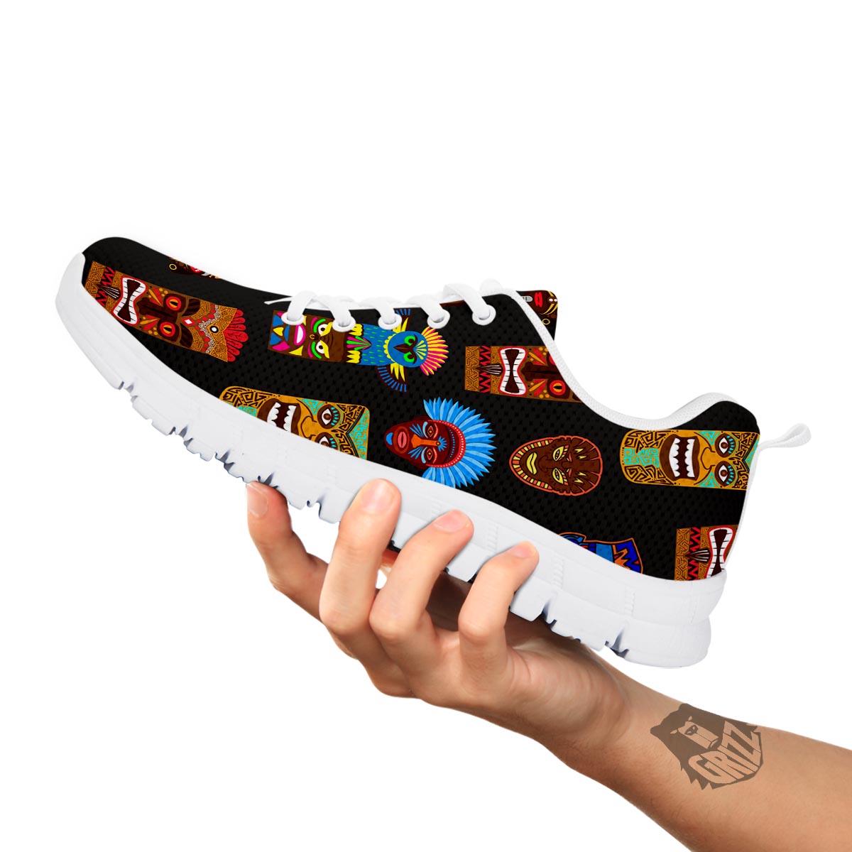 Totem Tiki Print Pattern White Sneaker-grizzshop
