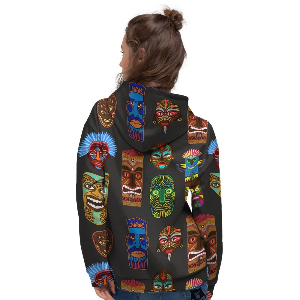 Totem Tiki Print Pattern Women's Hoodie-grizzshop