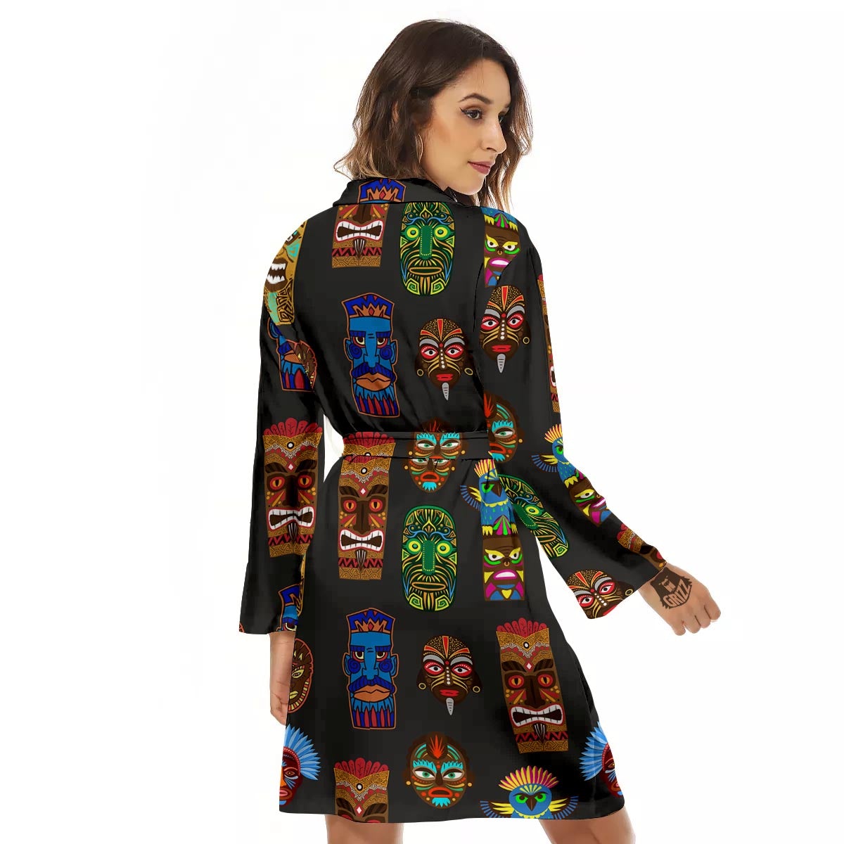 Totem Tiki Print Pattern Women's Robe-grizzshop