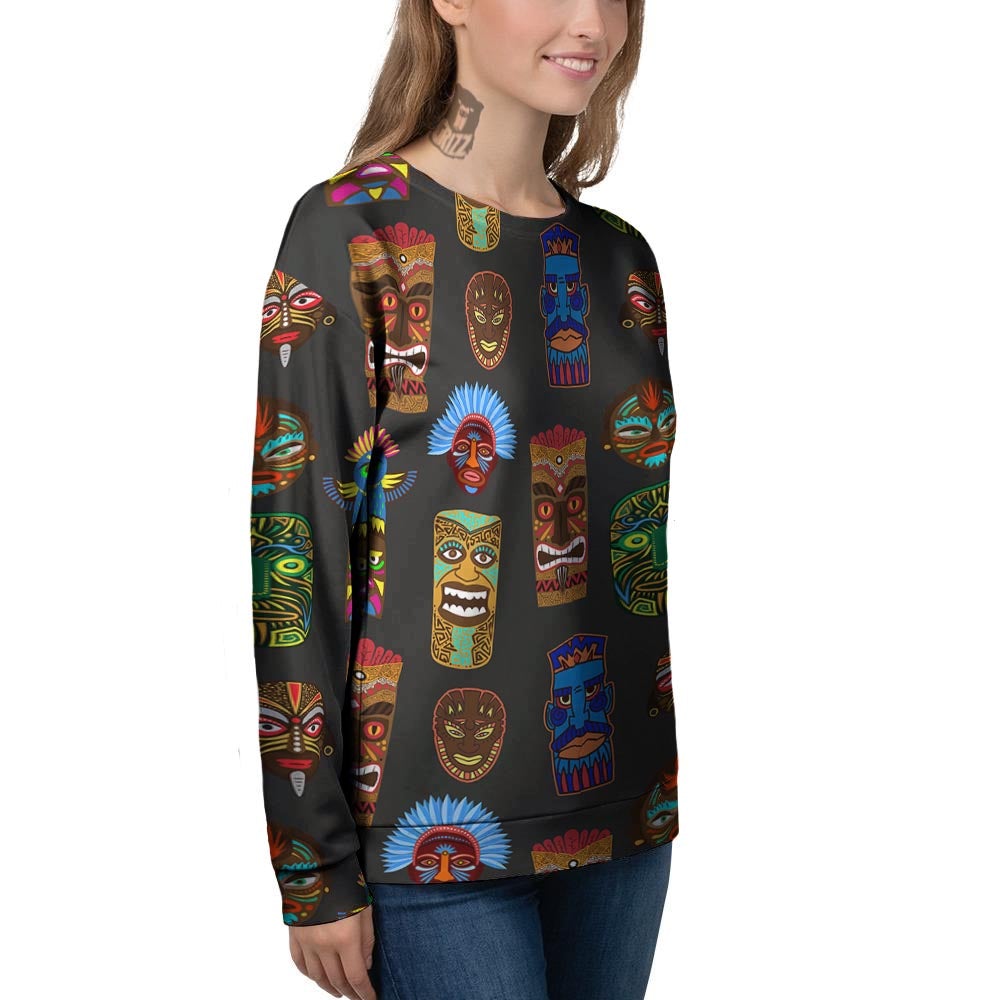 Totem Tiki Print Pattern Women's Sweatshirt-grizzshop