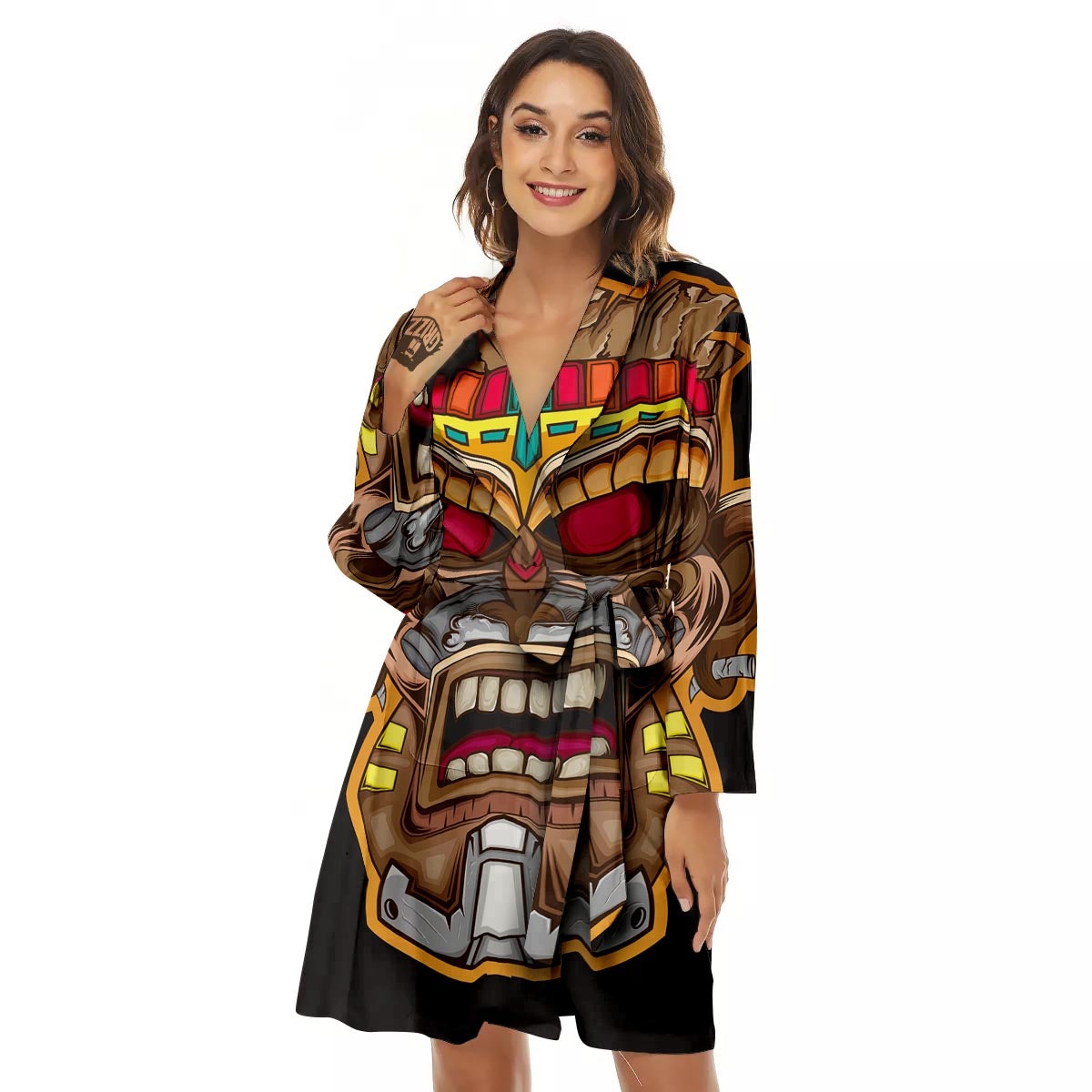 Totem Tiki Print Women's Robe-grizzshop