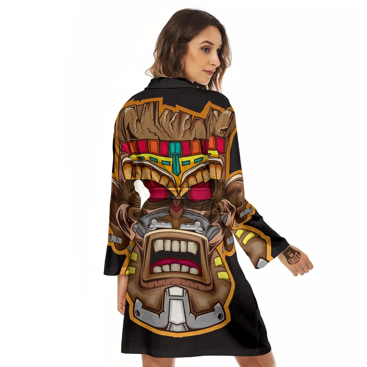 Totem Tiki Print Women's Robe-grizzshop