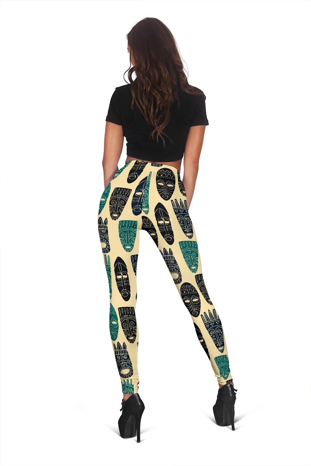 Totem Mask Print Pattern Women Leggings-grizzshop