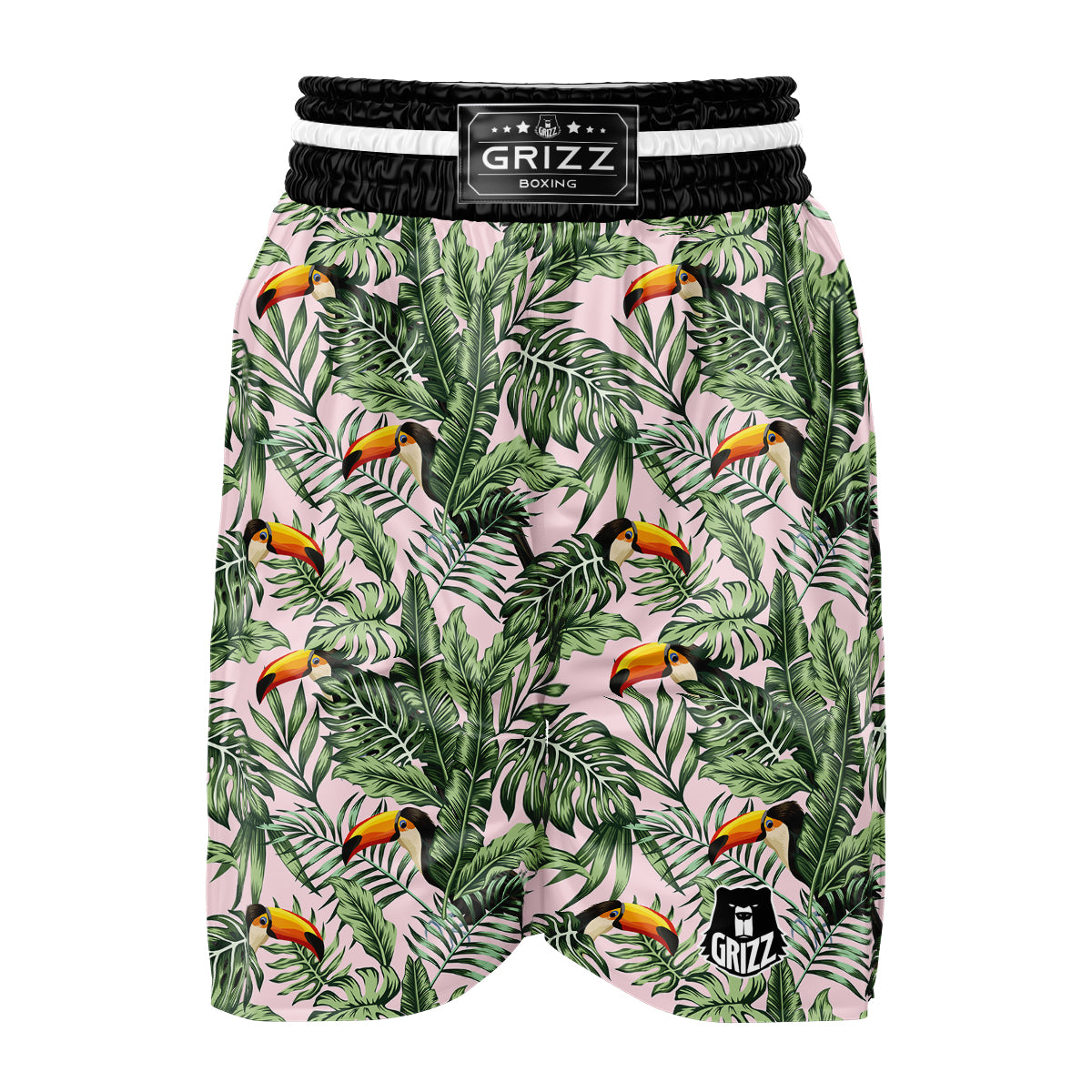 Toucan And Tropical Palm Leaf Print Boxing Shorts-grizzshop