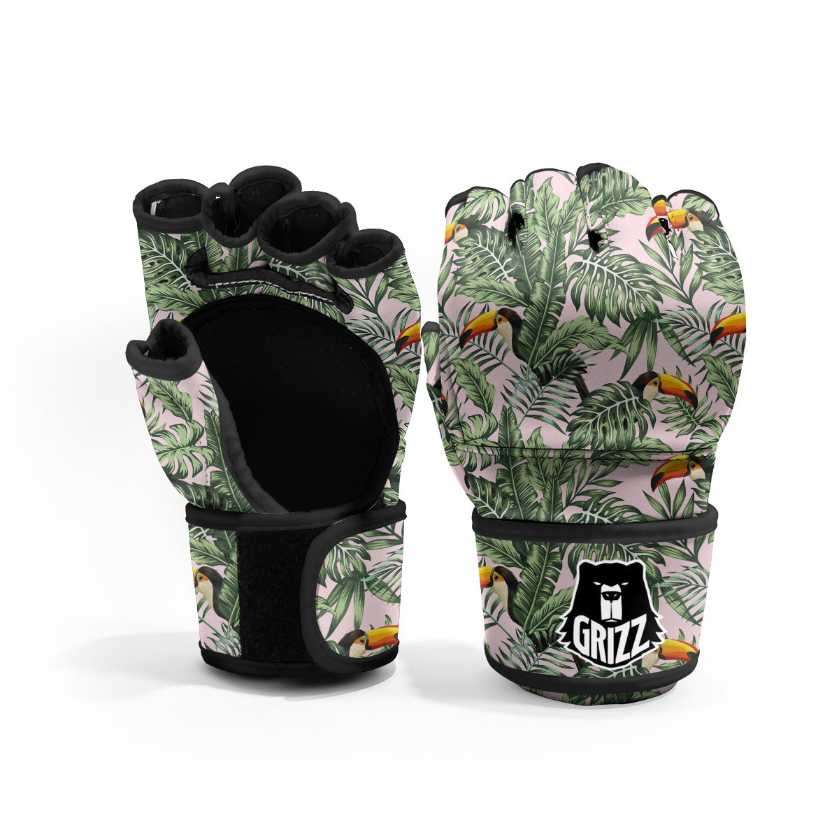 Toucan And Tropical Palm Leaf Print MMA Gloves-grizzshop