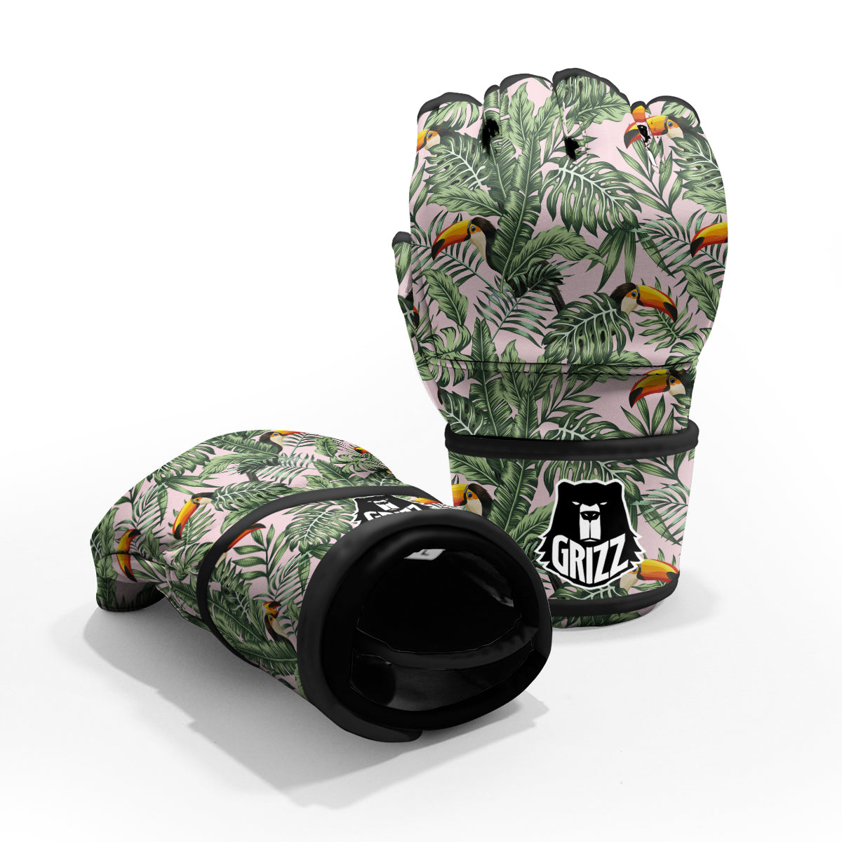 Toucan And Tropical Palm Leaf Print MMA Gloves-grizzshop