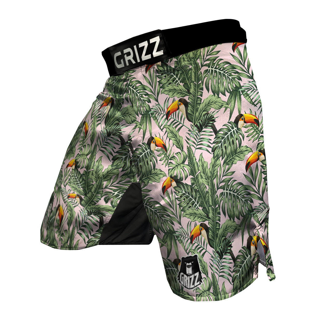 Toucan And Tropical Palm Leaf Print MMA Shorts-grizzshop