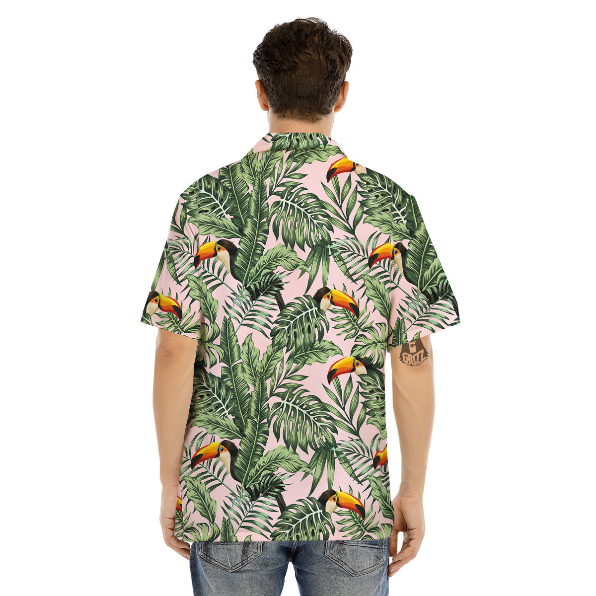 Toucan And Tropical Palm Leaf Print Men's Hawaiian Shirt-grizzshop