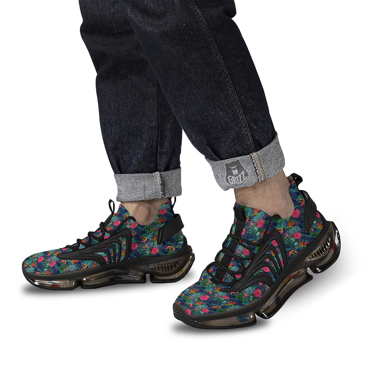 Toucan Exotic Tropical Print Pattern Black Gym Shoes-grizzshop