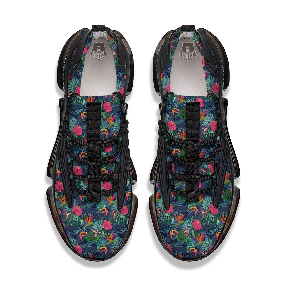 Toucan Exotic Tropical Print Pattern Black Gym Shoes-grizzshop