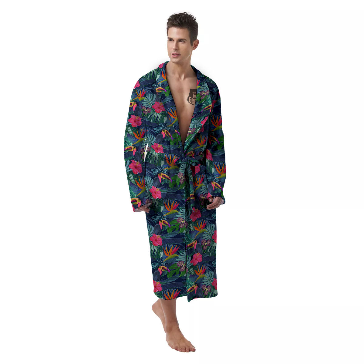 Toucan Exotic Tropical Print Pattern Men's Robe-grizzshop