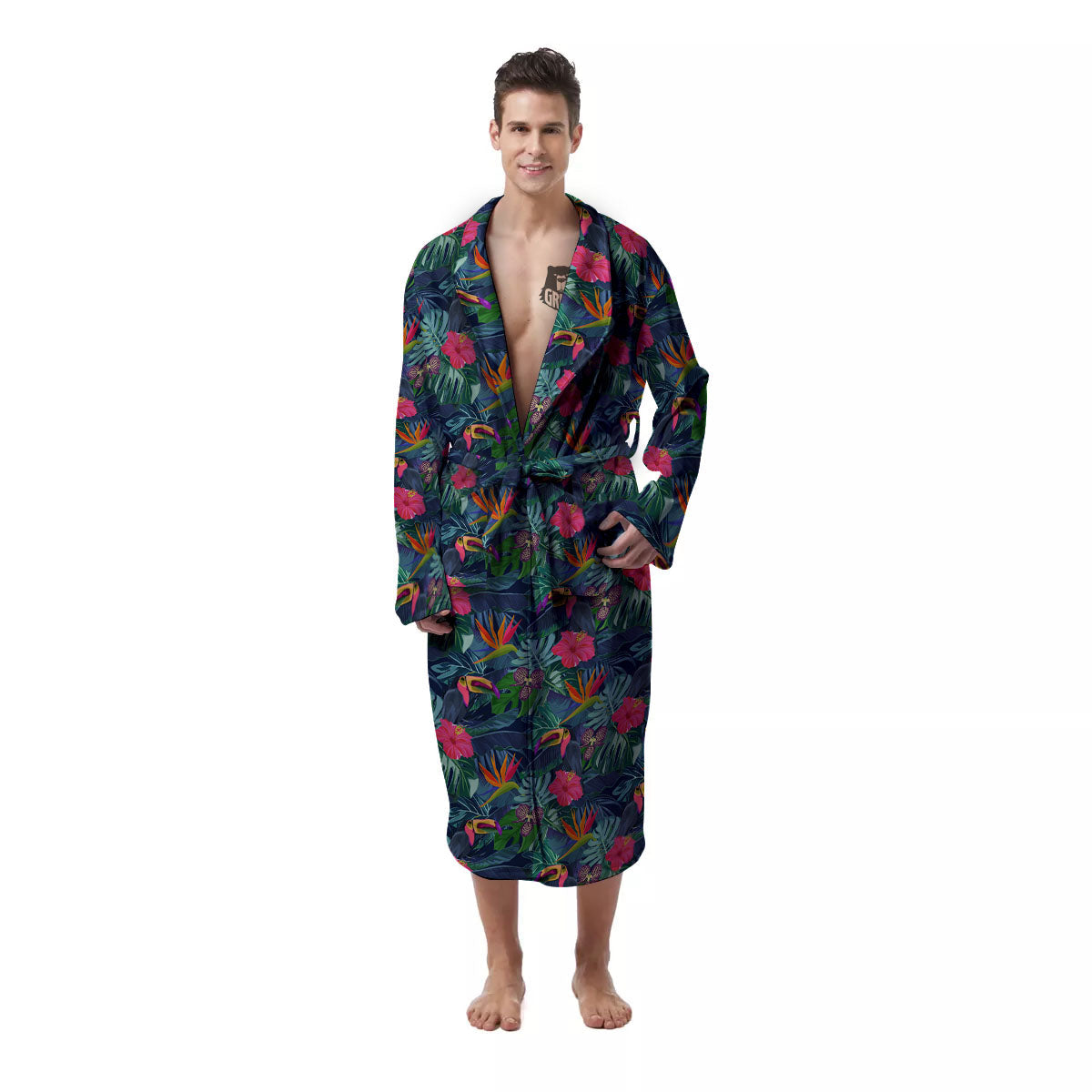 Toucan Exotic Tropical Print Pattern Men's Robe-grizzshop
