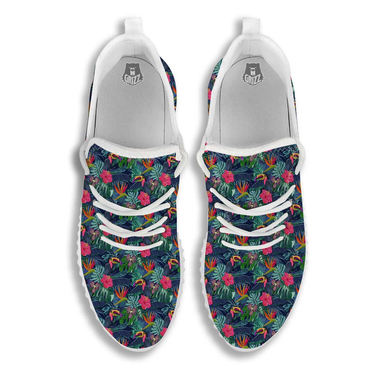 Toucan Exotic Tropical Print Pattern White Walking Shoes-grizzshop