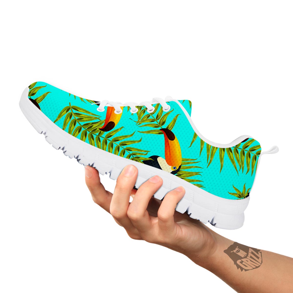 Toucan Toco Print Pattern White Sneaker-grizzshop