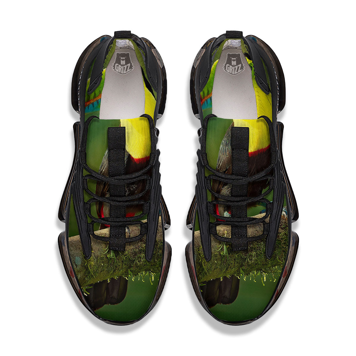 Toucan Tropical Toco Print Black Gym Shoes-grizzshop