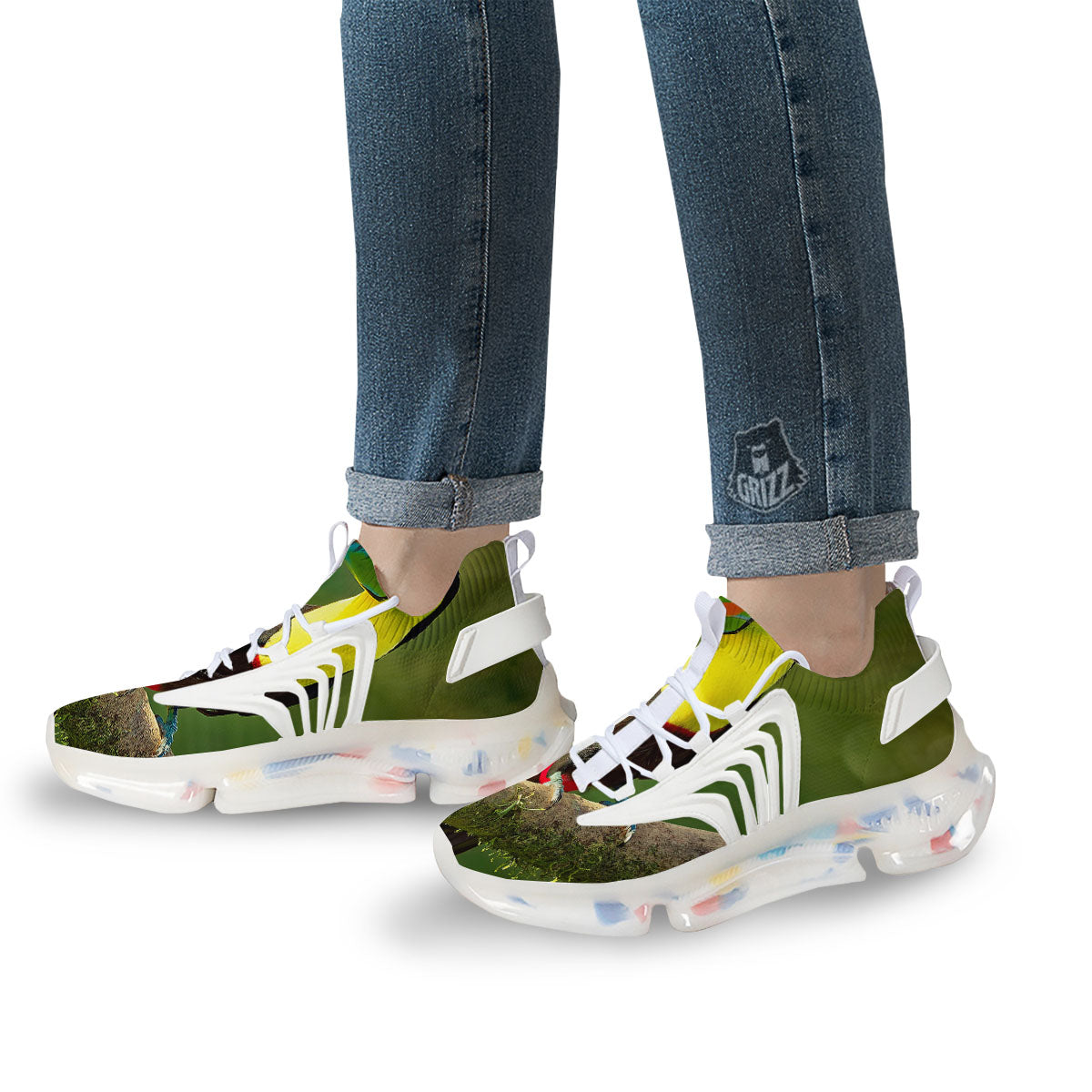Toucan Tropical Toco Print White Gym Shoes-grizzshop