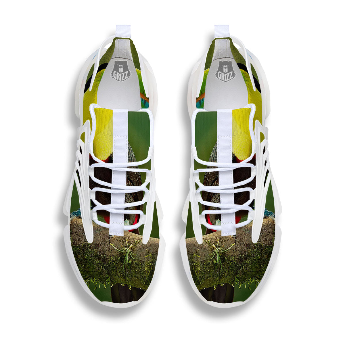 Toucan Tropical Toco Print White Gym Shoes-grizzshop
