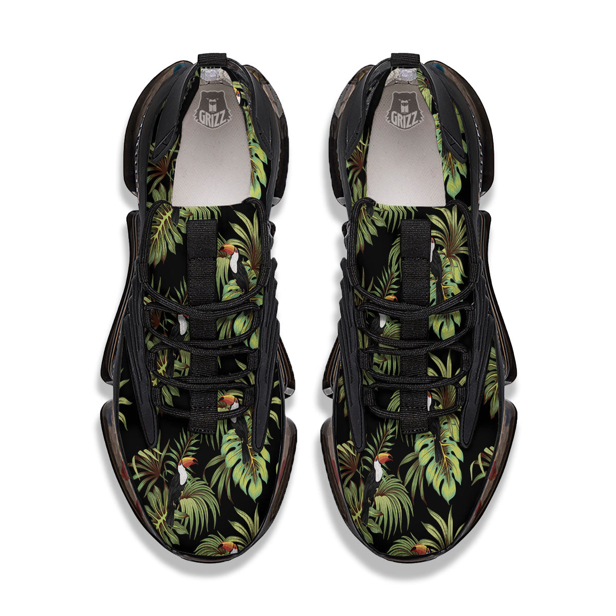 Toucan Vintage Print Pattern Black Gym Shoes-grizzshop