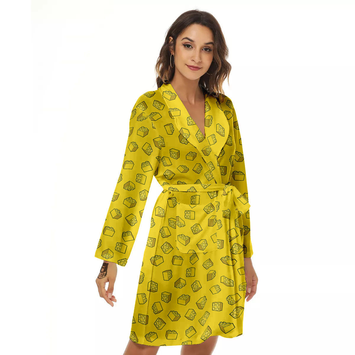 Toy Building Blocks Print Pattern Women's Robe-grizzshop
