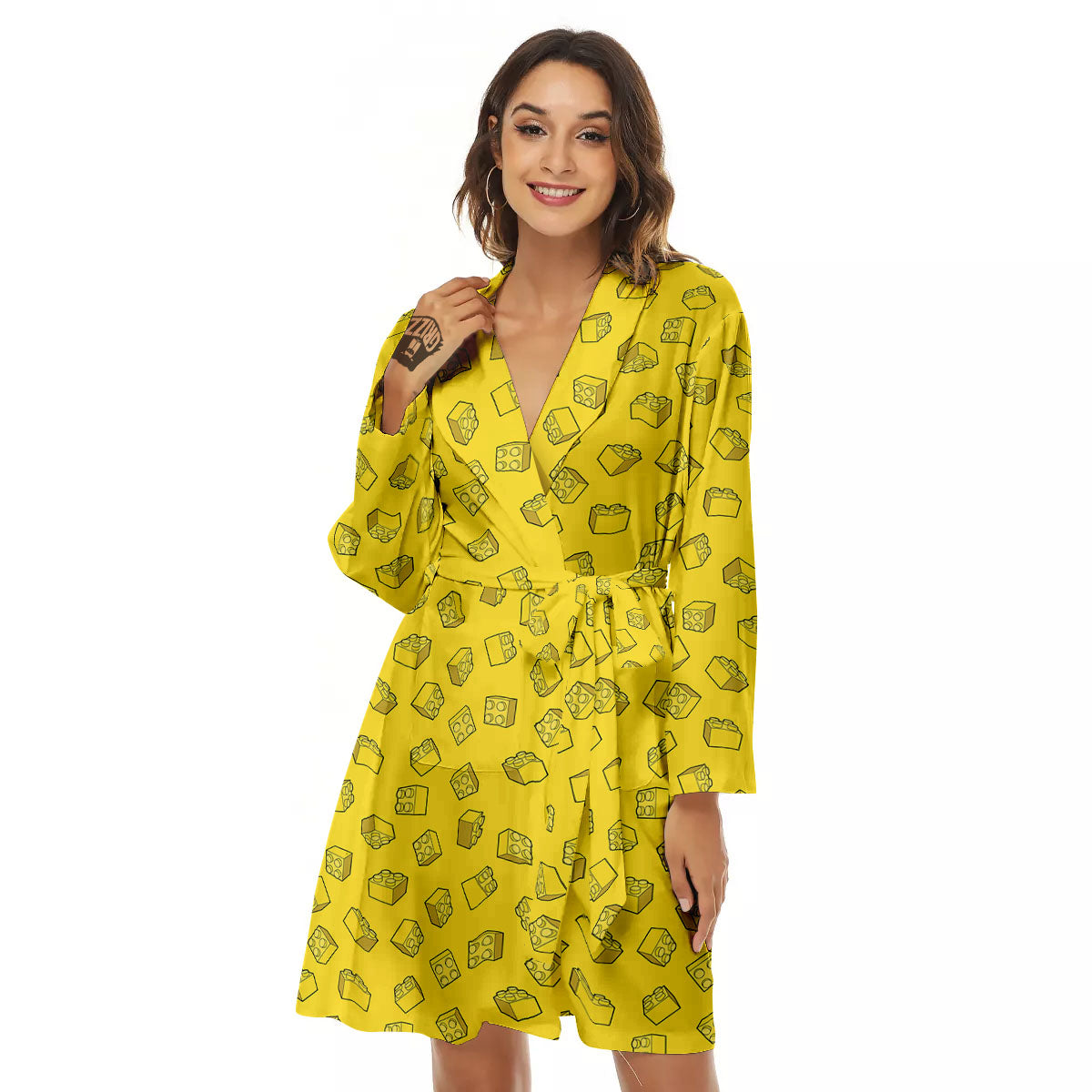 Toy Building Blocks Print Pattern Women's Robe-grizzshop