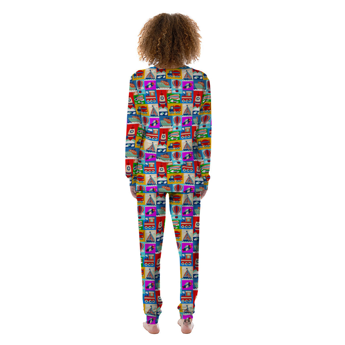 Toy Transport Cartoon Colorful Print Pattern Women's Pajamas-grizzshop